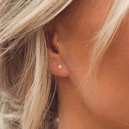 3 Pairs 18K Gold Plated Stainless Steel Mini Round Stud Earrings Set for Women and Men