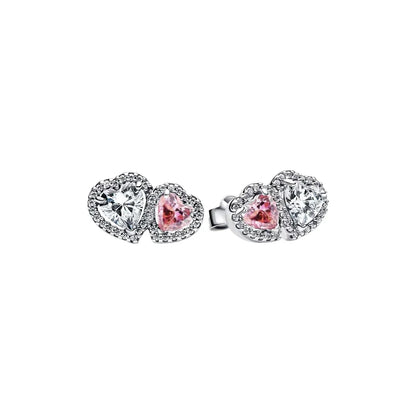 Luxury 925 Sterling Silver Chunky Hoop Earrings with Big Heart Zircon Accents for Women Wedding Party Jewelry Gifts