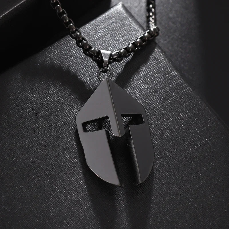 Handcrafted Skull Roman Helmet Pendant Necklace for Men