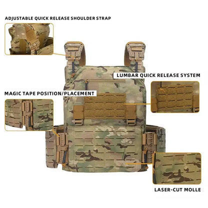 New Combat Vest 6094 Quick Detachable Tactical Black Gear
