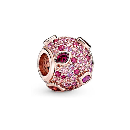 Sparkling Rose Gold Family Tree & Flower Charm Bead for European Silver Bracelet YY0534