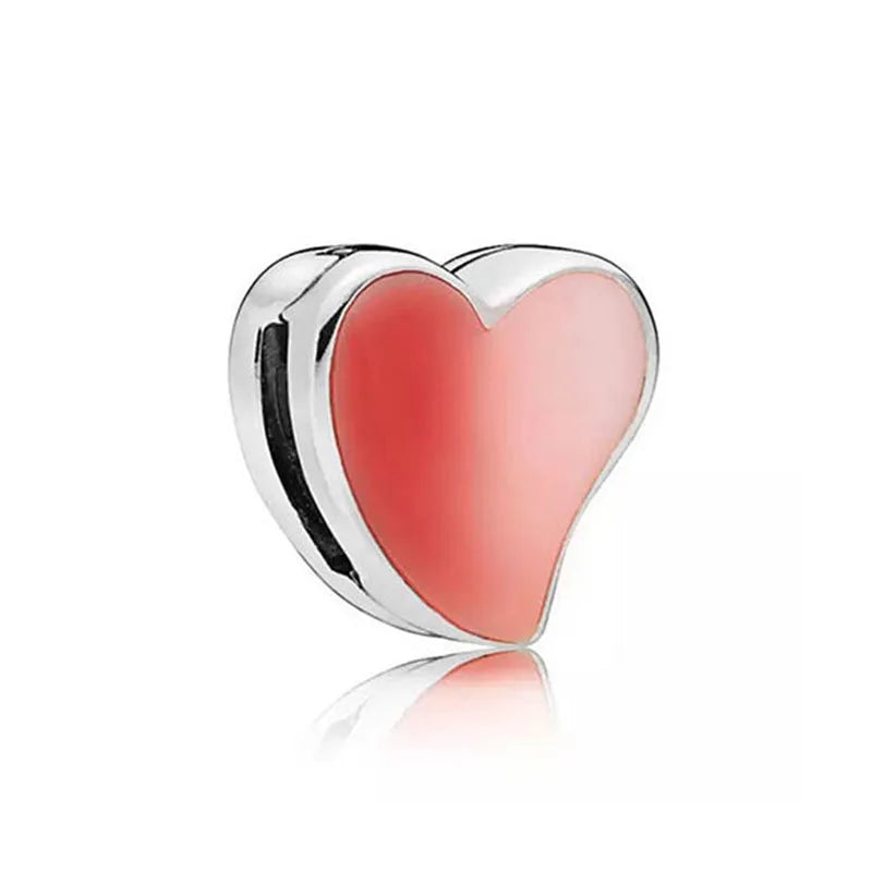 925 Silver Exquisite Moon Heart Letter Flat Clip Beads for European DIY Bracelet