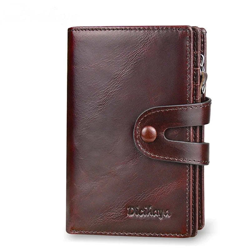 Vintage Real Leather Men Wallet Zipper Coin Card Holder