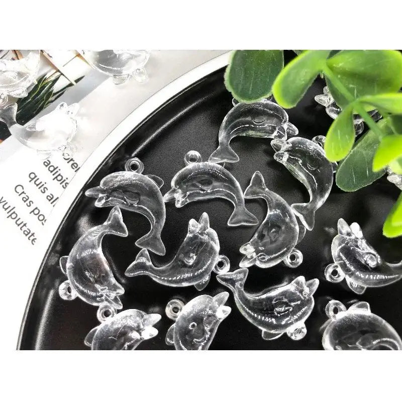 Kawaii Acrylic Dolphin Charms for DIY Jewelry Making - 10 Piece Set
