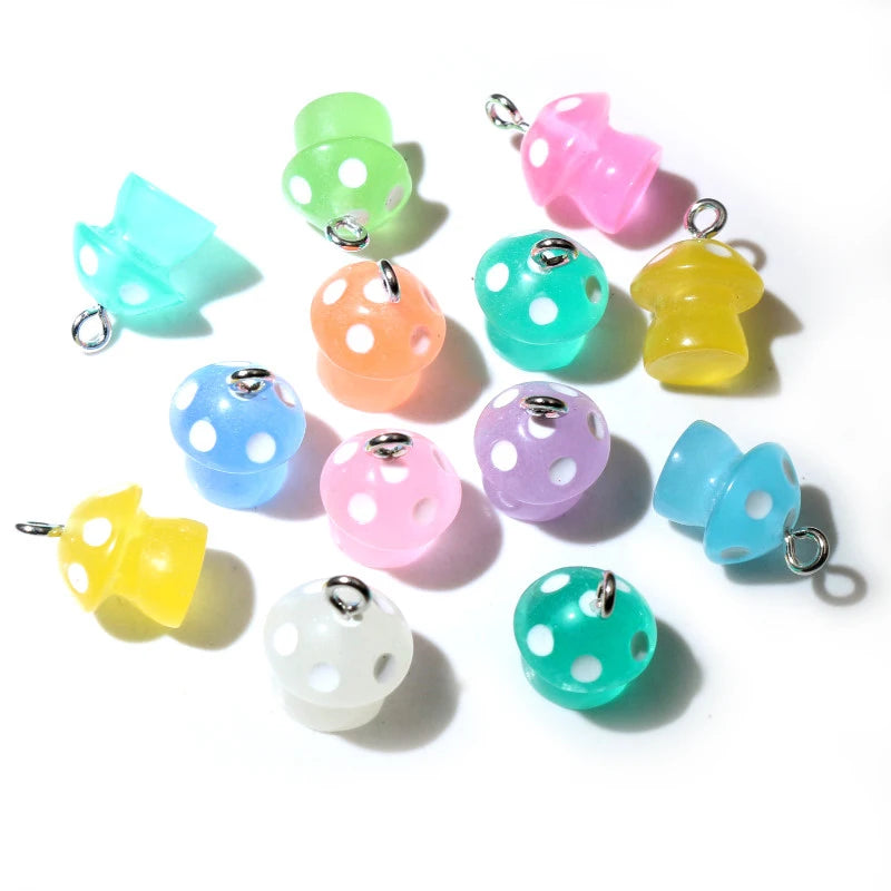 Whimsical Cartoon Mushroom Charms Set for Women and Girls - 10PCS Handmade Resin Gifts