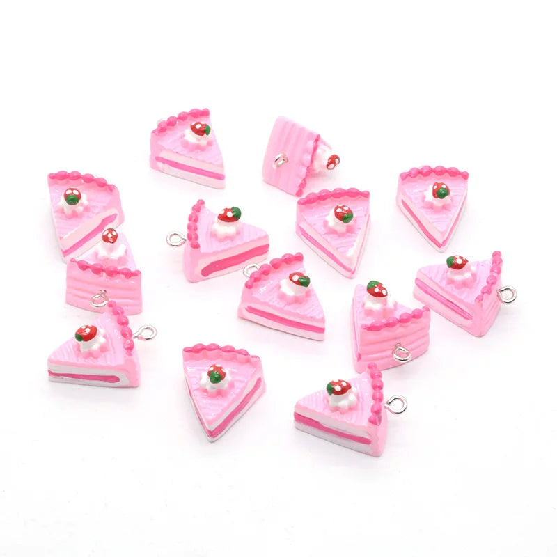 3D Mini Strawberry Cake Resin Charms for DIY Jewelry and Crafts