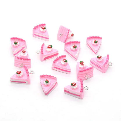 3D Mini Strawberry Cake Resin Charms for DIY Jewelry and Crafts