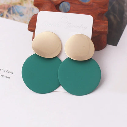 Elegant Double-Layer Round Pendant Drop Earrings for Women - European Fashion Zinc Alloy Dangles
