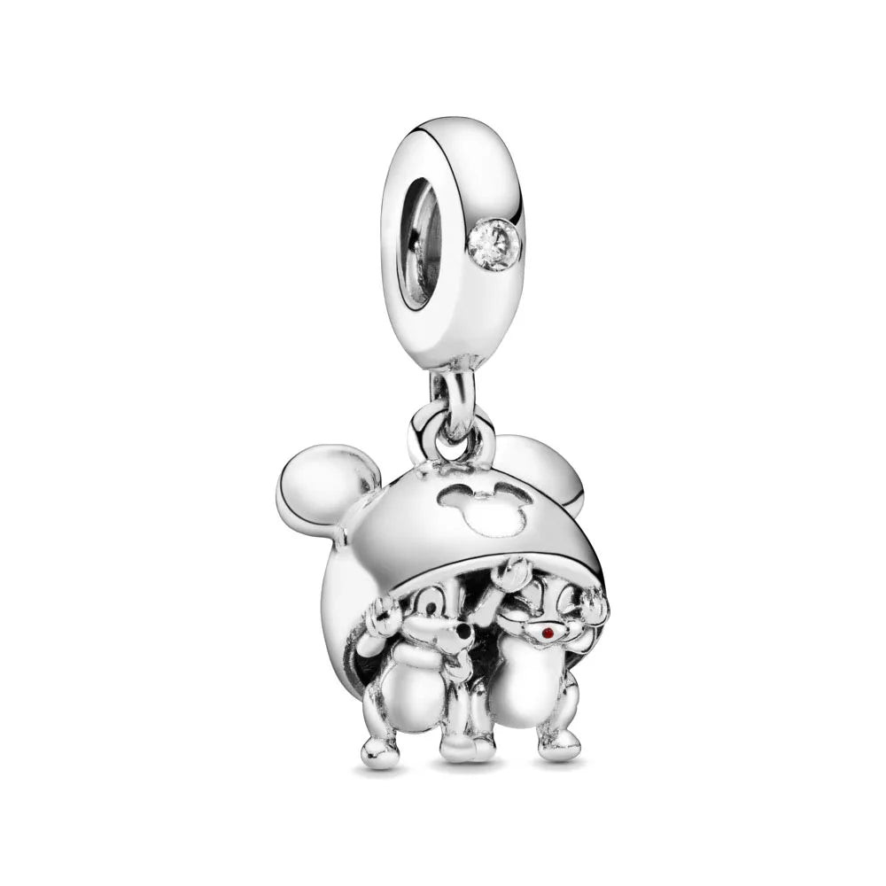 Exquisite 925 Silver Rabbit and Mouse Pendant Beads for DIY European Bracelets with Zircon Accents