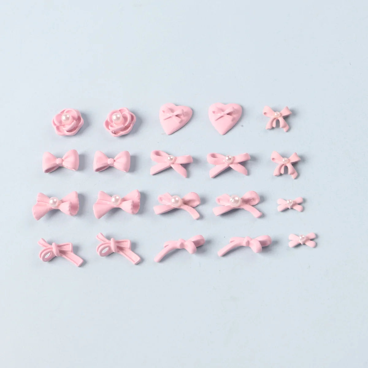 Kawaii 3D Bow Knot Nail Decoration Set - 20Pcs Blue Pink Resin Charms