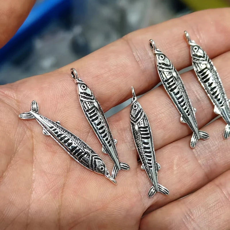 Trendy 3D Sardine Fish Charms Set - DIY Zinc Alloy Animal Charms