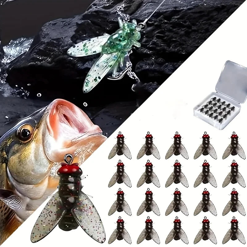 20PCS/Box Bionic Fly Fishing Bait Soft Hook for Salmon Trout