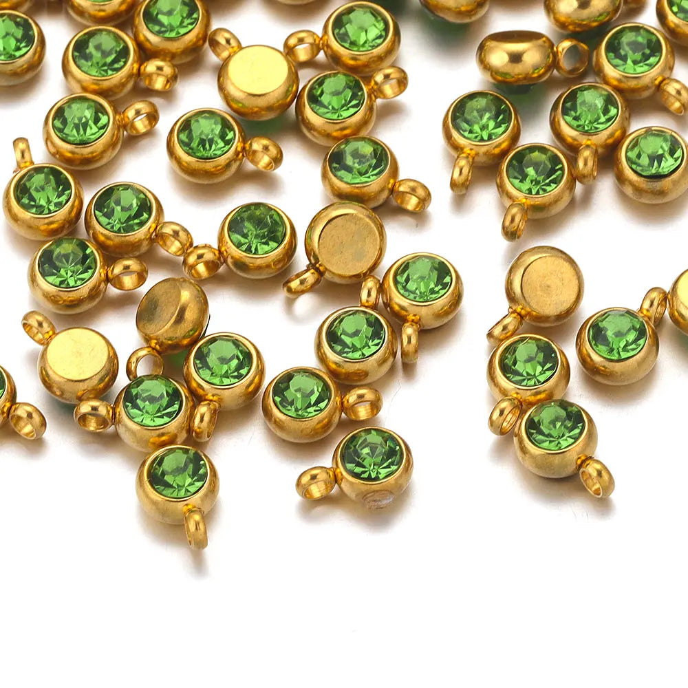 Colorful Crystal Stainless Steel Charms Set for DIY Jewelry Making