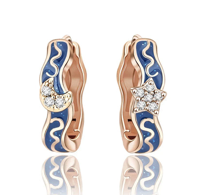 925 Sterling Silver Luxury Heart Sun Moon Stud Earrings Bow Butterfly Crab Clip Set for Women Party Jewelry Gifts