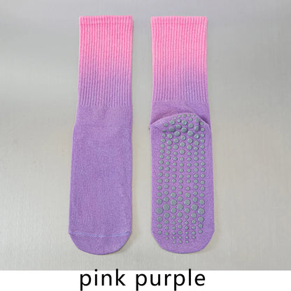Colorful Women Cotton Mid Tube Non Slip Yoga Pilates Socks