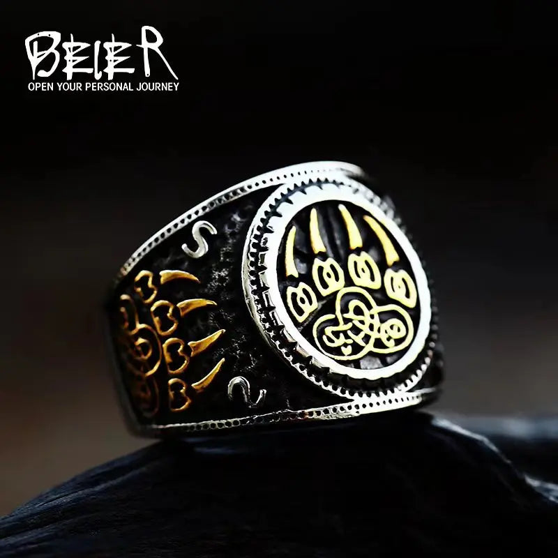 Odin's Raven Viking Rings Set for Men - Norse Mythology Wolf Totem Jewelry