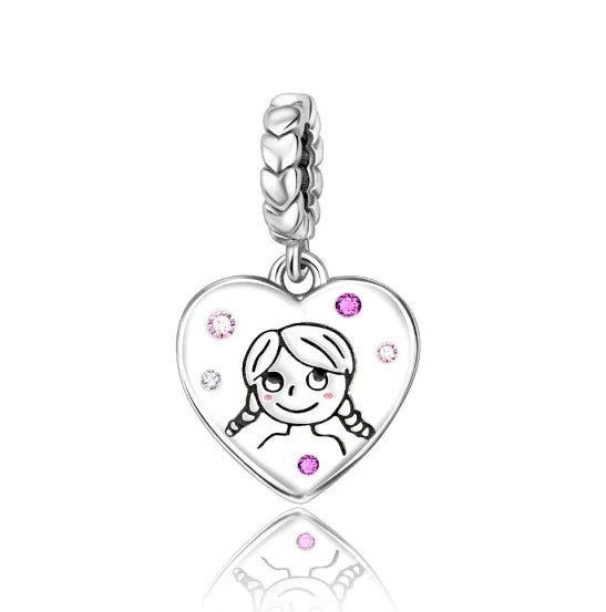Original 925 Sterling Silver Heart Star Hot Air Balloon Puzzle Charms with Zircon for DIY Necklace and Bracelet Jewelry Gift