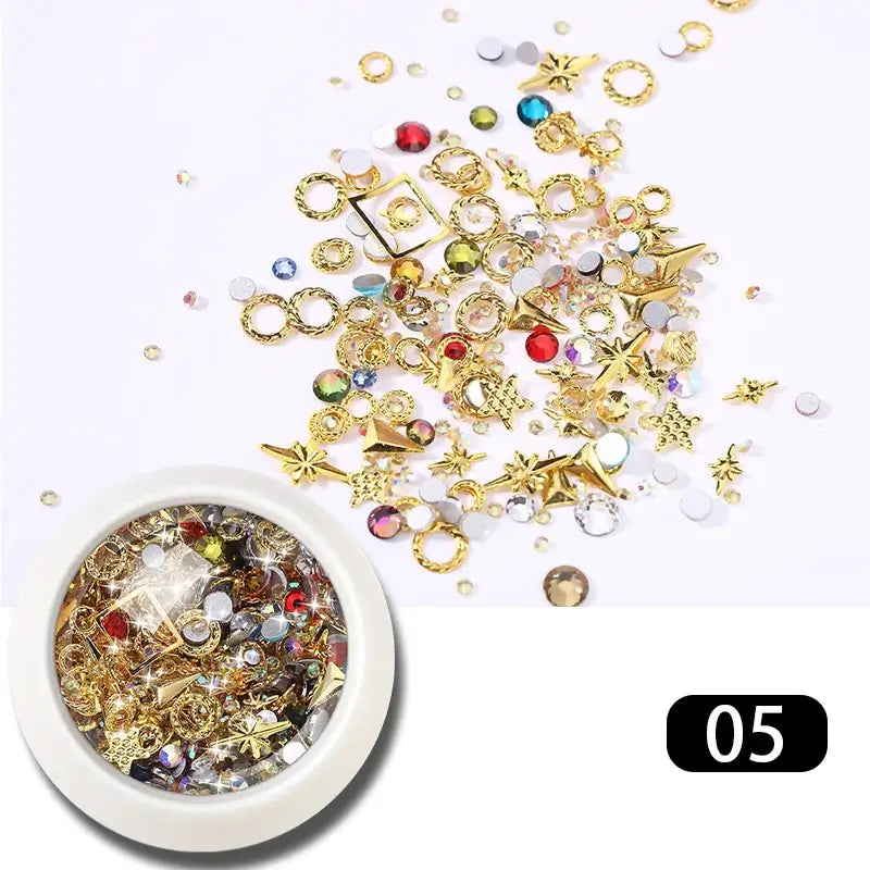 Resin Filling Metal Rivet Moon Stars Nail Art Decorations Mixed Beach Ocean Style Jewelry DIY Charms NYFB-5
