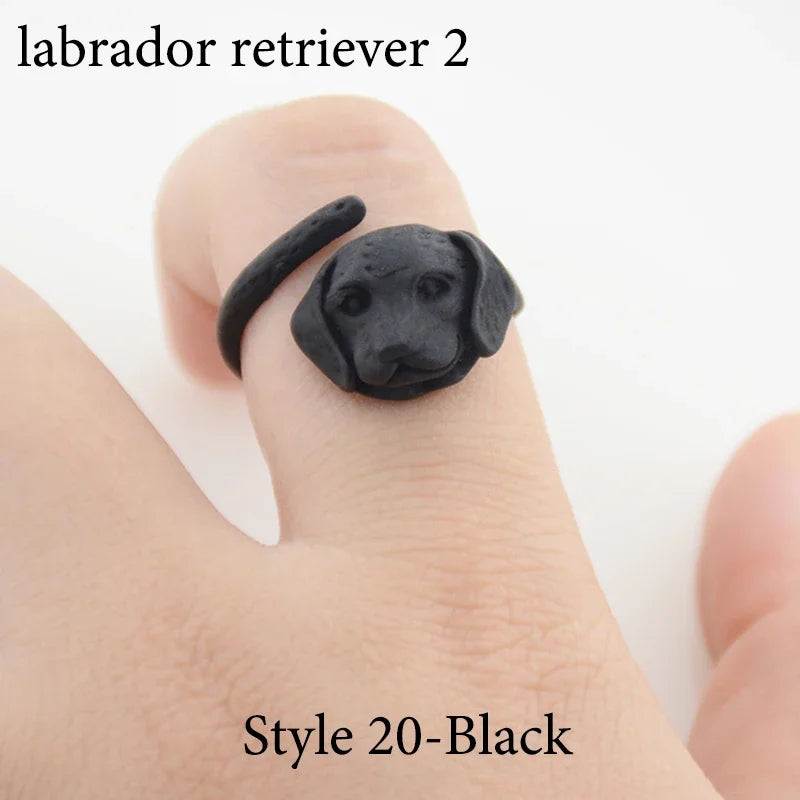 Vintage Labrador Retriever Wrap Ring Adjustable Fashion Jewelry for Women and Men