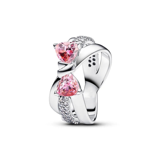 Elegant 2024 925 Silver Heart Charm Ring with Zircon for Women P2381