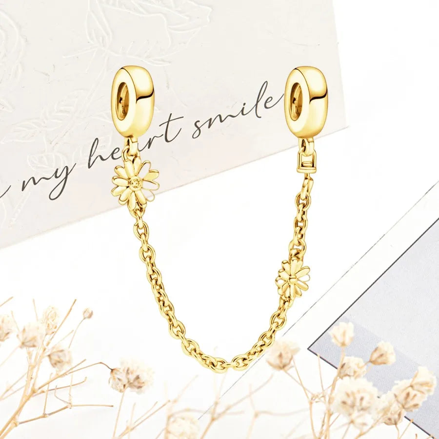 Sparkling Gold Safety Chain Infinity Snake Charm Beads