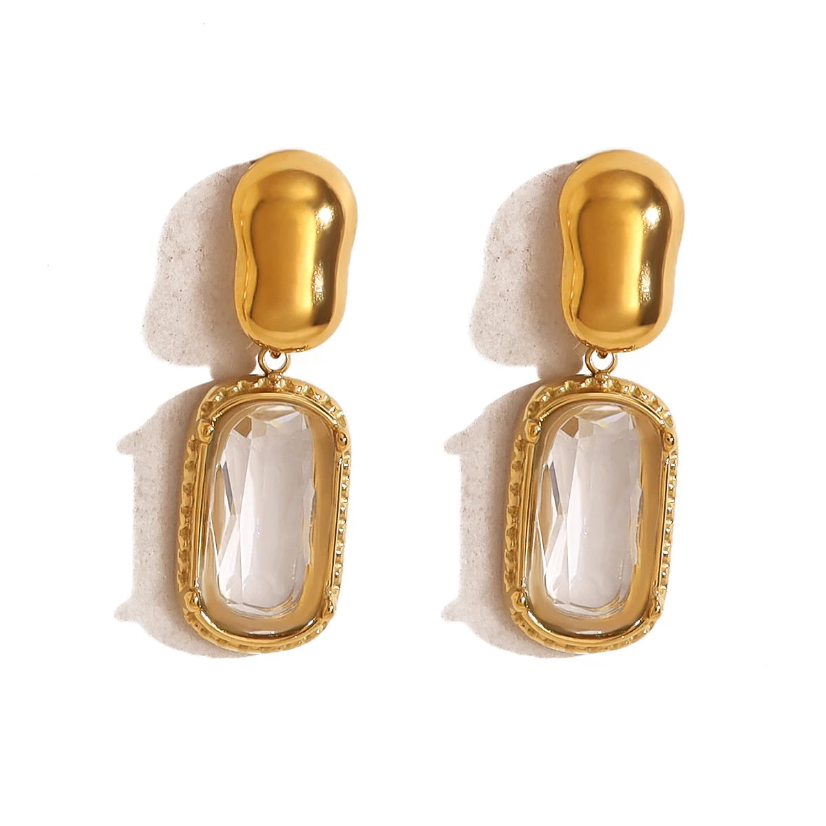 Wild and Free 18K Gold Plated Cubic Zirconia Stainless Steel Drop Earrings for Women
