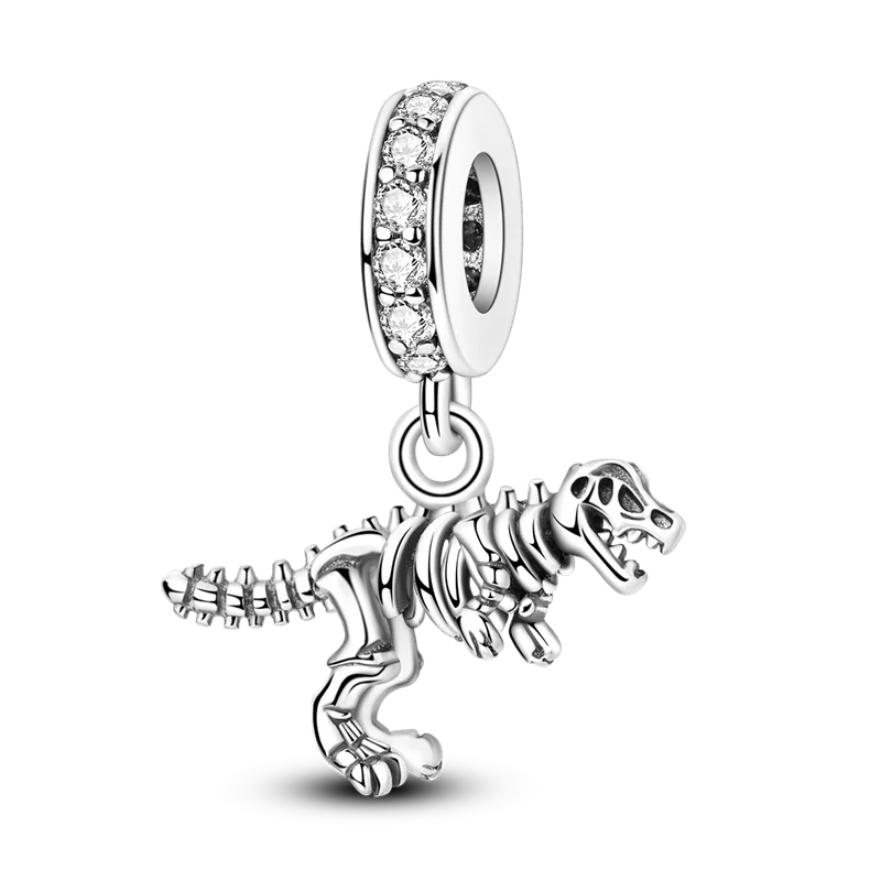 Silver Star Moon Heart Charm Bracelet with CZ Beads and Angel Wing Pendant for Women KTC1365
