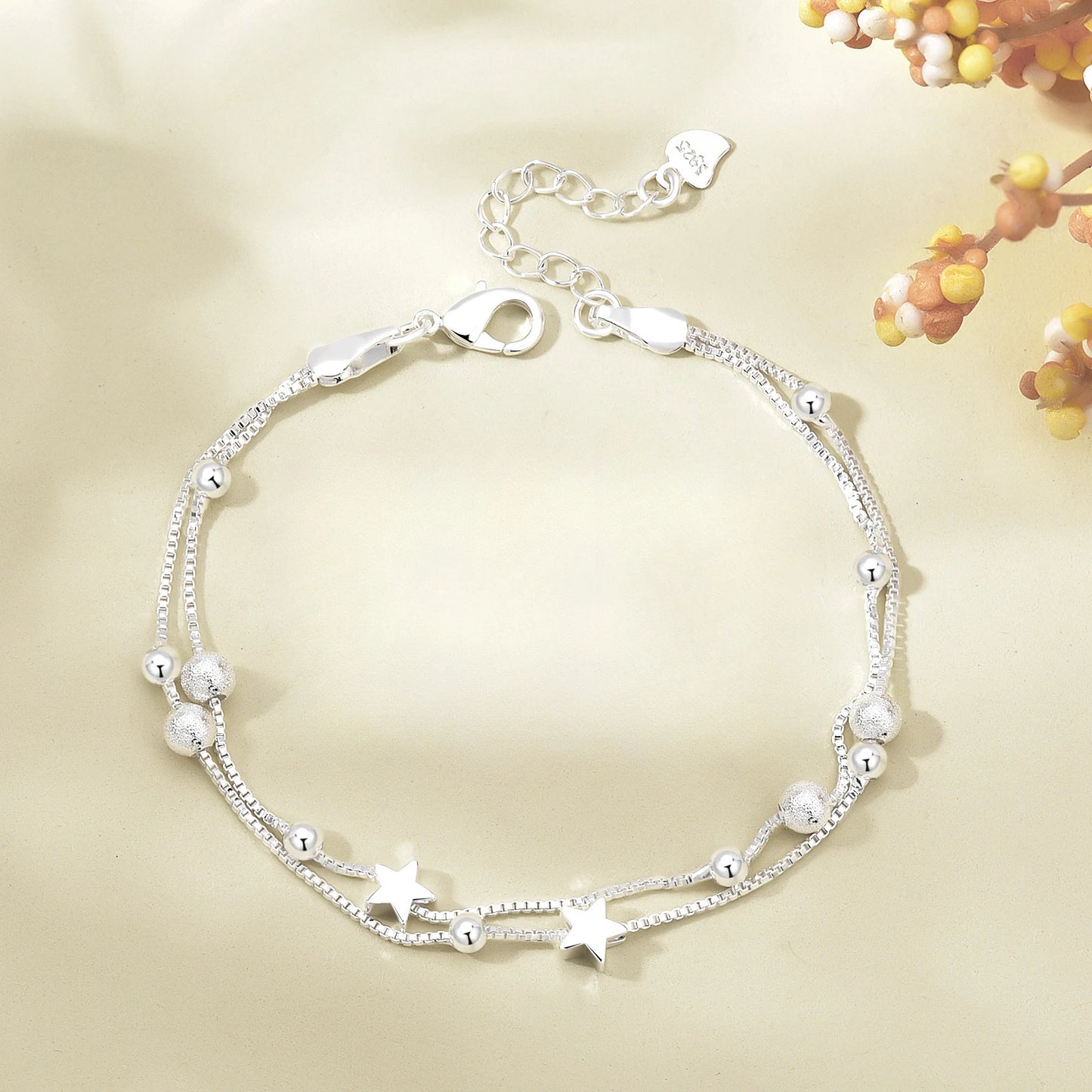 Timeless Elegance: 925 Sterling Silver Heart Tassel Bracelet for Women