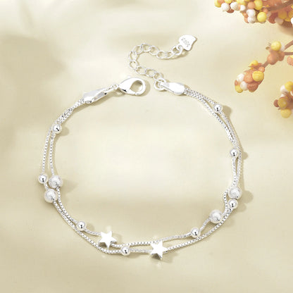 Timeless Elegance: 925 Sterling Silver Heart Tassel Bracelet for Women