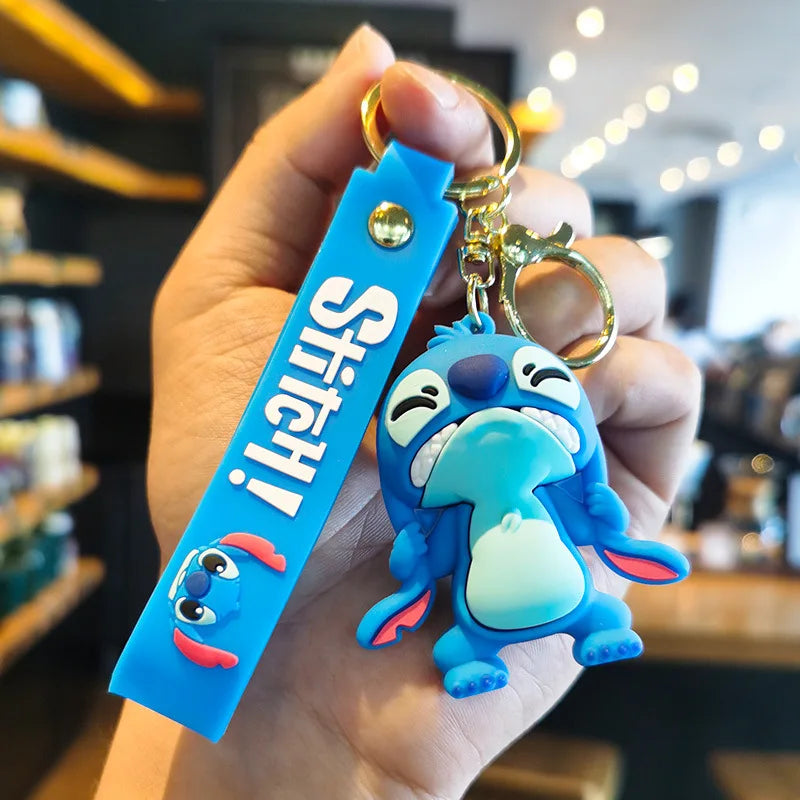 Kawaii Anime Disney Keychain Set Featuring Mickey Mouse, Minnie, Lilo & Stitch
