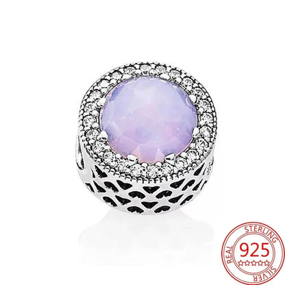 Sterling Silver Purple Murano Pansy Flower Dangle Charm for Women Bracelet and Necklace Jewelry Gift