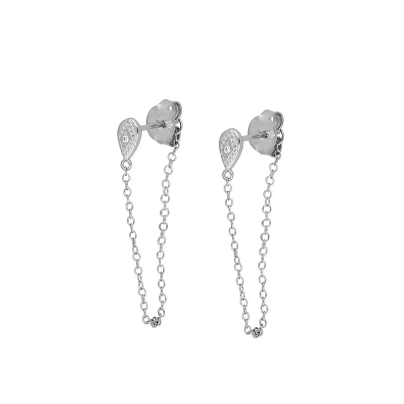 Crmya Gold Plated Women's Earrings Set with Vintage CZ Zircon Drop and Stud Hoops