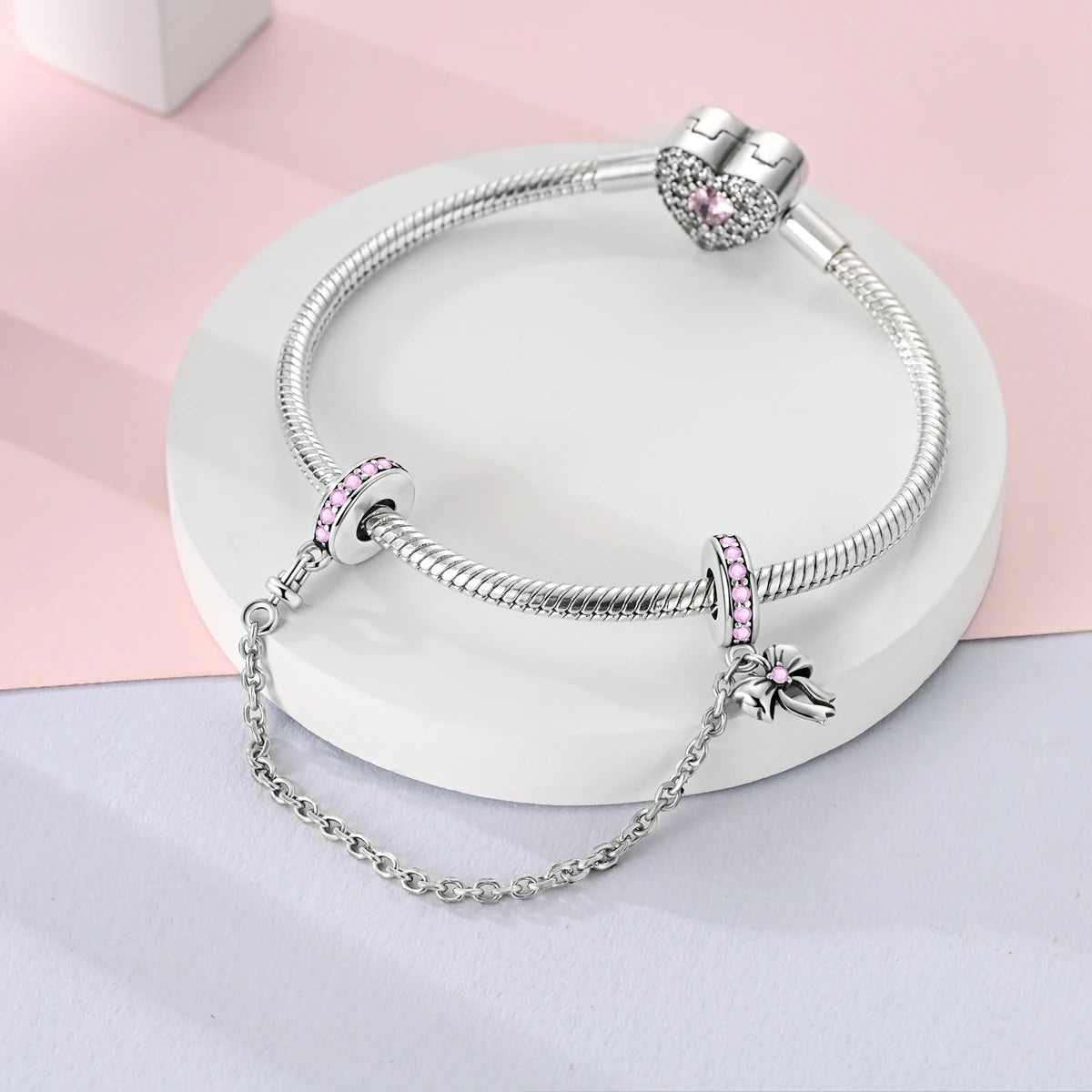 Moonlit Charm Clip 925 Silver Safety Chain Clasp for DIY Bracelets Jewelry for Women and Girls