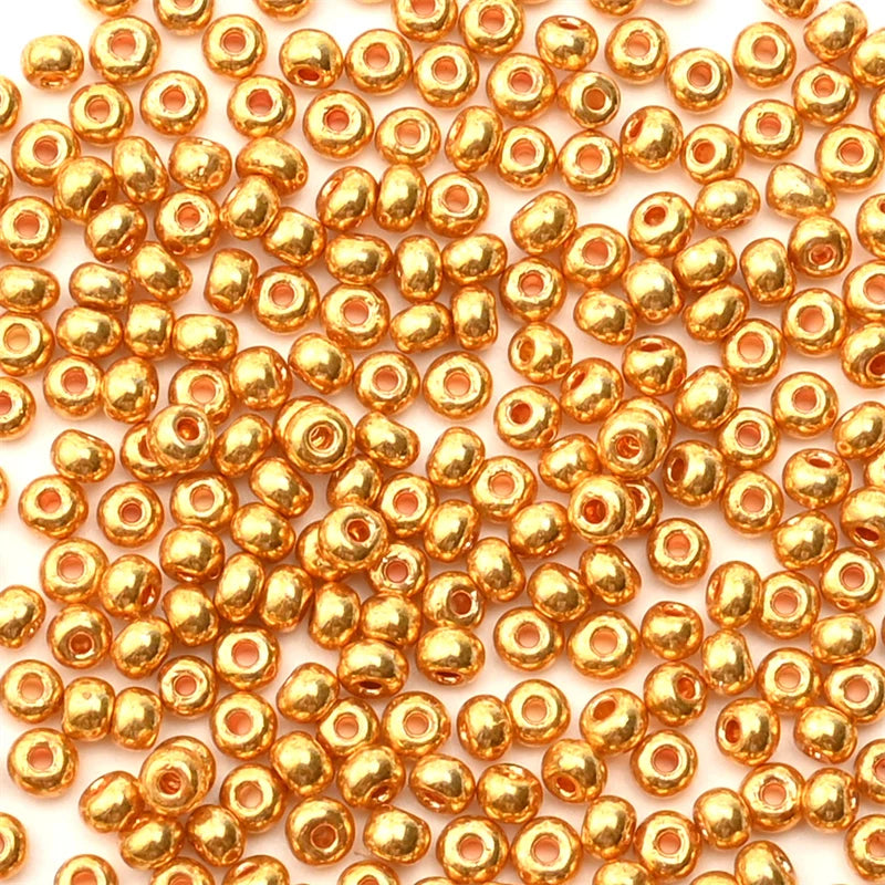Czech Gold Colorfast Glass Mini Beads for DIY Bracelet Jewelry 8/0 Small Uniform 1.5/2/3mm