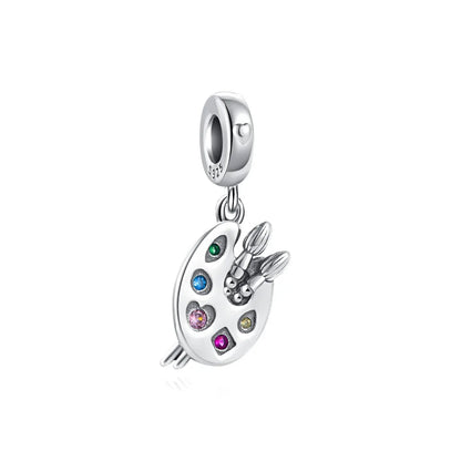 European 925 Silver Green Clover Bicycle Love Pendant Bead for DIY Charm Bracelet and Necklace Jewelry for Women