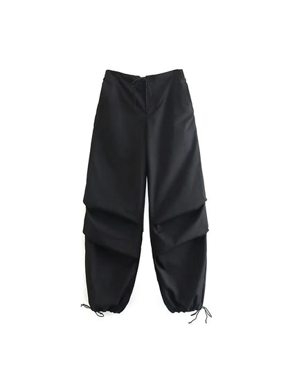 Women Parachute Cargo Pants High Waist Jogger Boot Cut