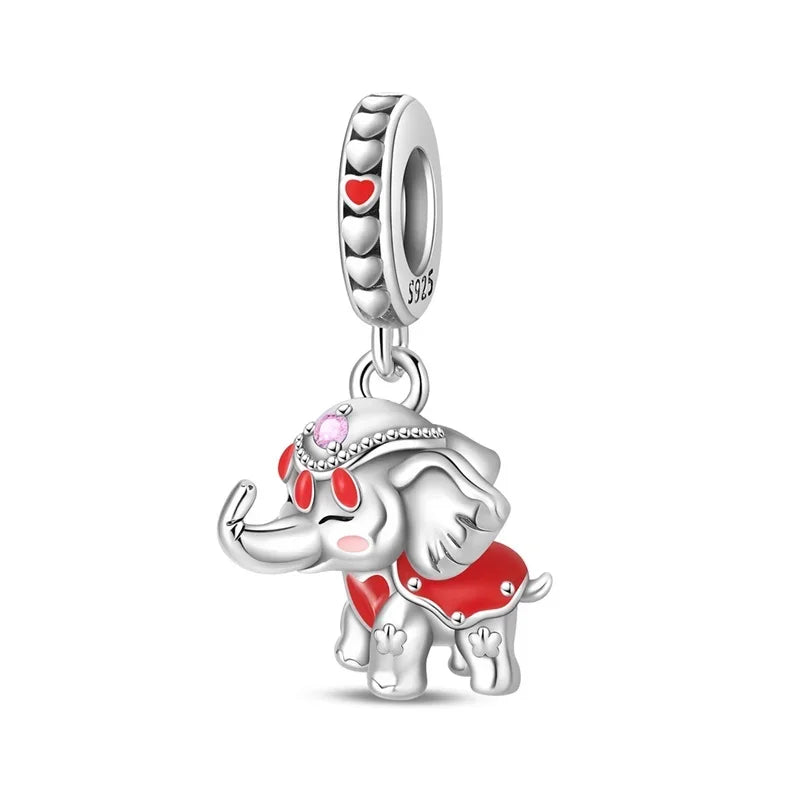 925 Sterling Silver Colorful Elephant Animal Charms for DIY Jewelry Necklace Bracelet Gifts