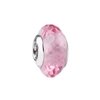 European 925 Sterling Silver Pink Charm Bead for Mother's Day Jewelry Gift for Women