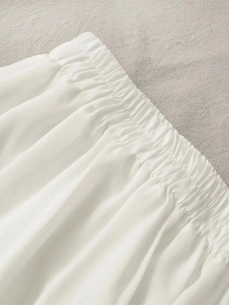 Womens Summer Korean High Waist Pleated A Line Mini Skirt