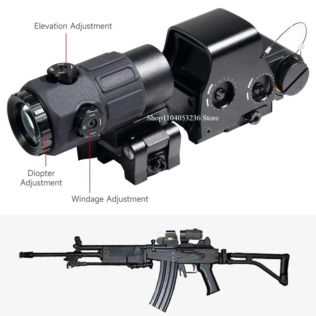 Eotech 558 G43 Magnifier Holographic Sight Scope with Folding Side Flip and 5X Magnification for Tactical Reflex Riflescope