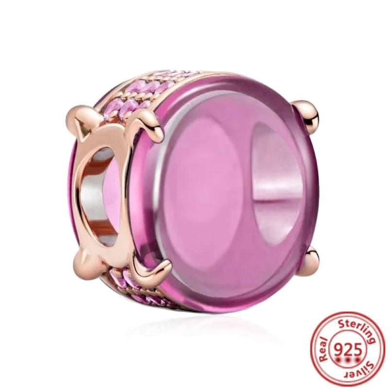 Springtime 925 Silver Pink Flower Ice Cream Charm Pendant for DIY Bracelets Y438