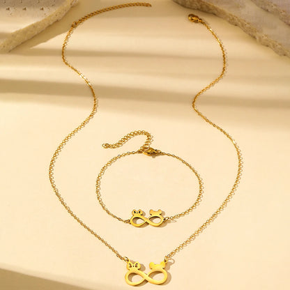 Stainless Steel Mickey Ears Pendant Necklace Set for Women Fashion Jewelry Perfect for Birthdays and Banquets