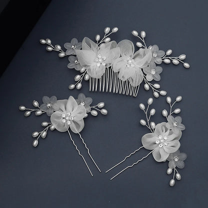 Elegant Bridal Flower Hair Comb Set Handmade Wedding Hair Accessories For Women