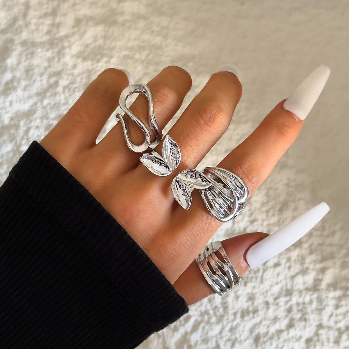 Tocona 2024 Vintage Gold Geometric Adjustable Rings Set for Women Fashion Jewelry Gifts