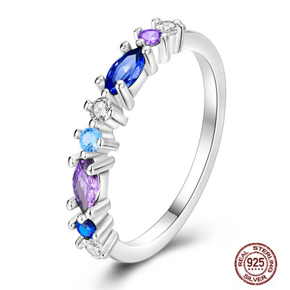 Hot Blue Zircon Ring for Women in 925 Sterling Silver with Sparkling Star and Moon Design Perfect for Weddings and Special Occasions LLTR076