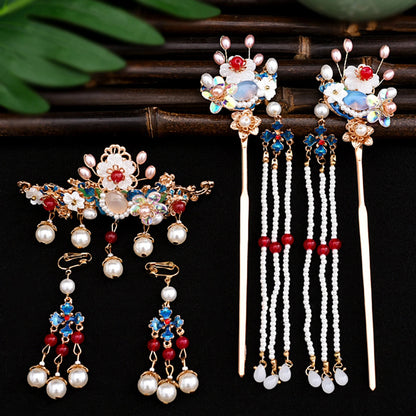 Elegant Women's Hanfu Hair Combs Set for Traditional Chinese Weddings - Bridal Headdress and Jewelry Pins