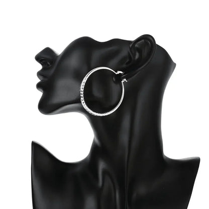 Sterling Silver 5CM Circle Hoop Earrings Elegant Women's Fashion Jewelry for Weddings and Holidays