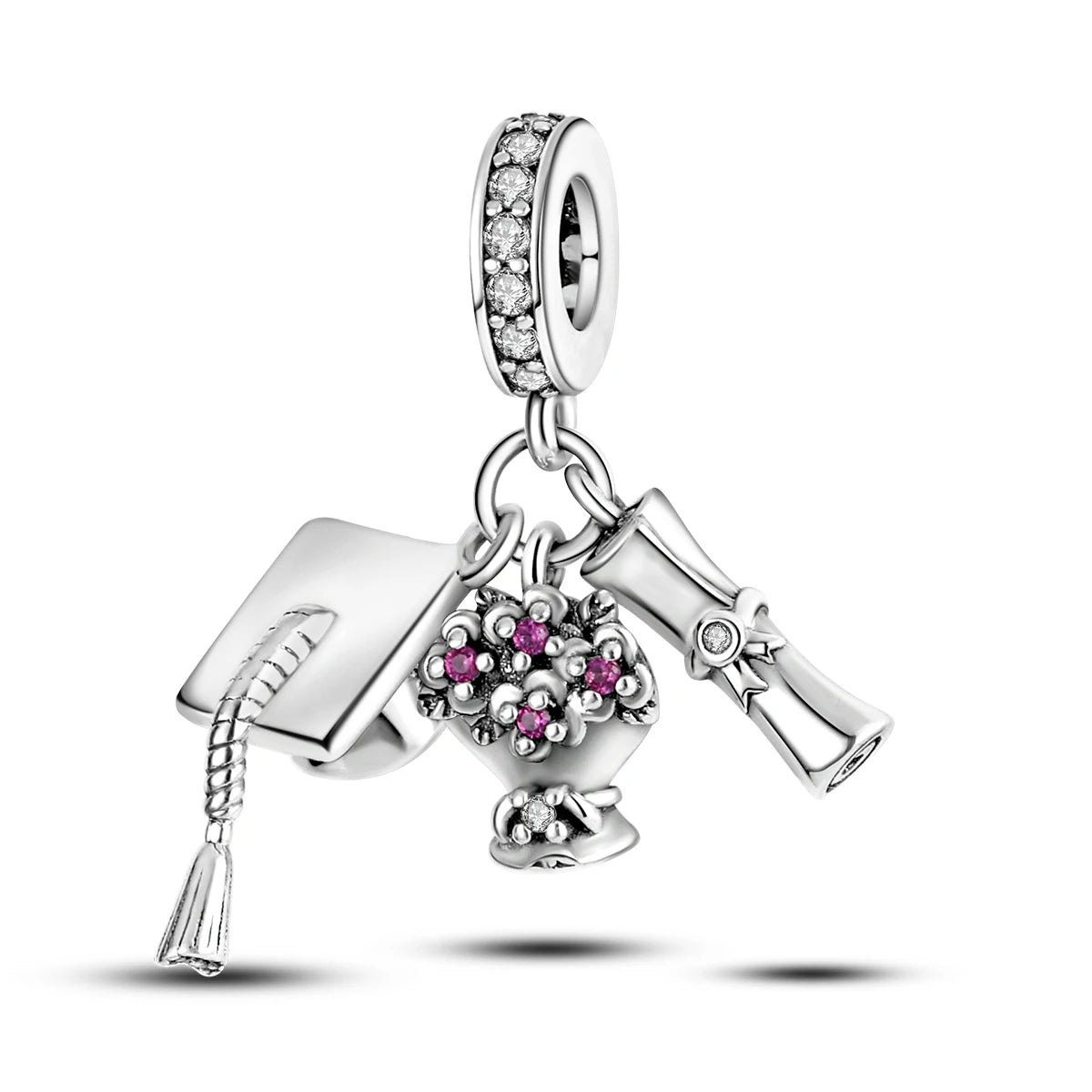 Silver Plated Travel Sunflower Lucky Charms Dangle Pendant Fit Original Pandora Bracelet DIY KTC122