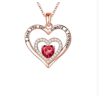 Luxury Red Zircon Pendant Necklace with Rose Flower Gift Box for Women RG-138-5