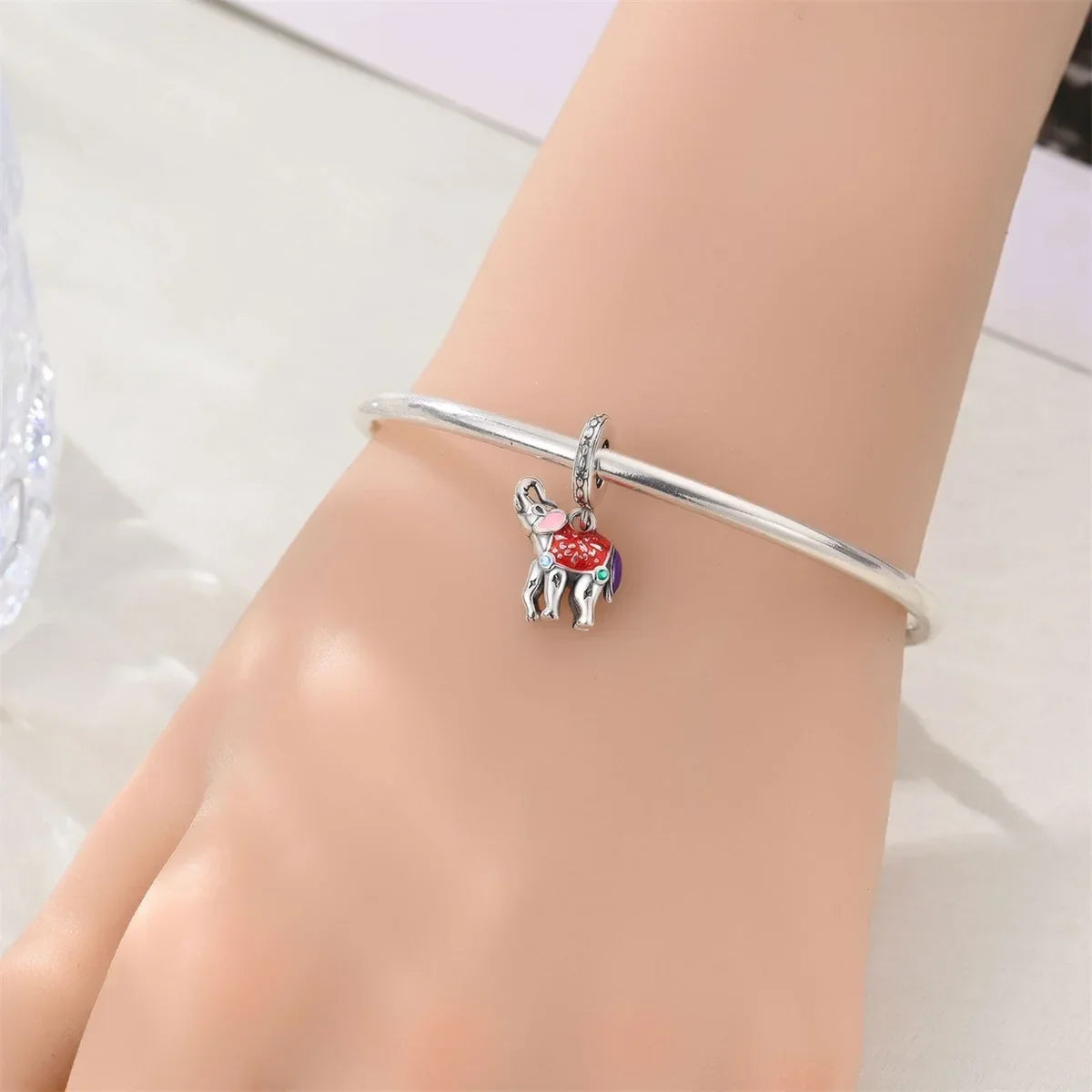 925 Sterling Silver Colorful Elephant Animal Charms for DIY Jewelry Necklace Bracelet Gifts